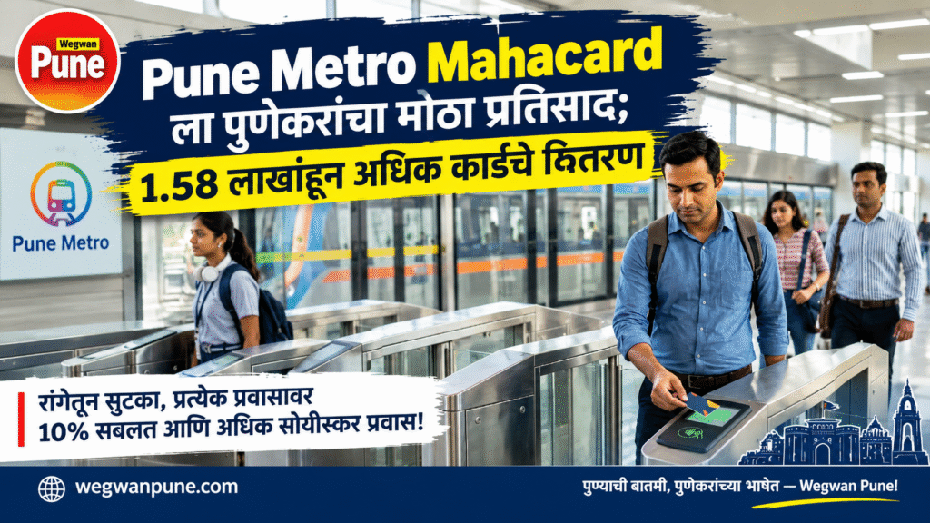 Pune Metro Mahacard वापरताना प्रवासी; 1.58 लाखांहून अधिक महाकार्डचे वितरण